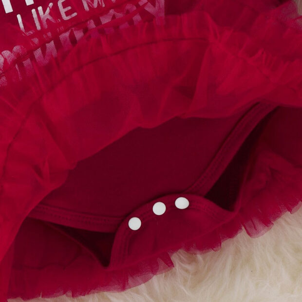 Funny Saying Look Like Dad Attitude Like Mom Tulle Dress Long Sleeve with Ribbon Headband - Image 5