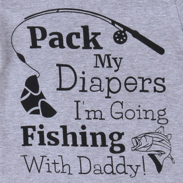 Funny Saying Pack my Diapers, Going Fishing with Daddy Onesie Short Sleeve - Image 4
