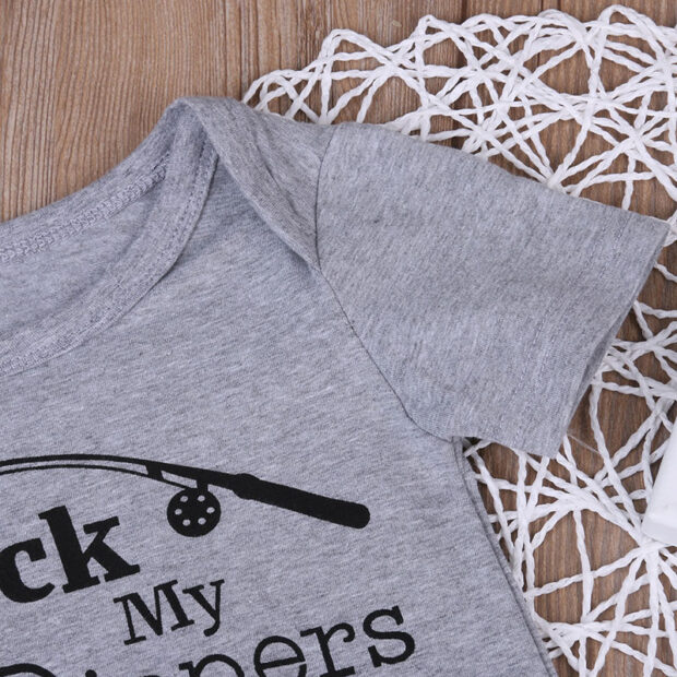 Funny Saying Pack my Diapers, Going Fishing with Daddy Onesie Short Sleeve - Image 3