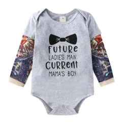 Born To Be Wild Tattoo Sleeve Onesie with Future Ladies Man Letter Print Long Sleeve
