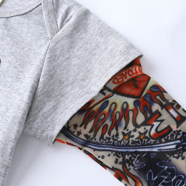 Born To Be Wild Tattoo Sleeve Onesie with Future Ladies Man Letter Print Long Sleeve - Image 2