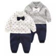 Baby Boy's Gentlemen Bow Tie Jumpsuit Long Sleeve Graphics Printed