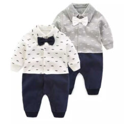 Baby Boy's Gentlemen Bow Tie Jumpsuit Long Sleeve Graphics Printed