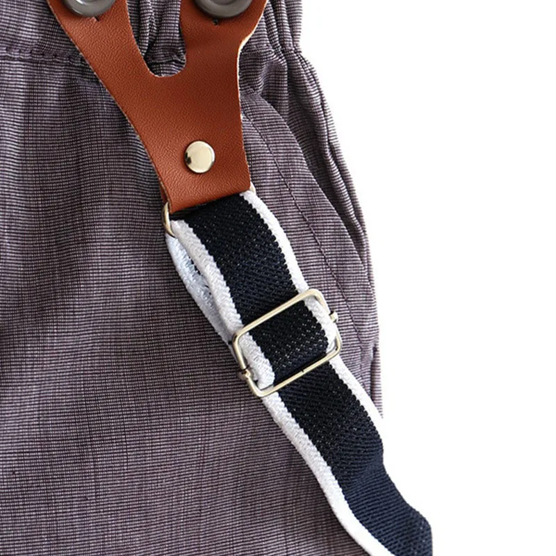 Plain Long Sleeves Collar Shirt Suspenders Shorts with Bowtie - Image 12