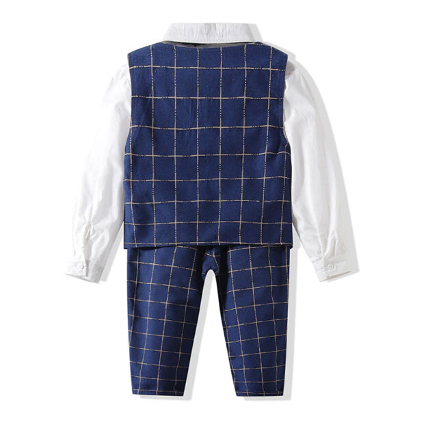 Baby Check Pattern Suit with Vest