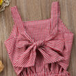 Baby Gingham Pattern Open Belly Jumpsuit