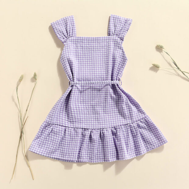 Baby Cold Shoulder Button Up Shirtdress Gingham Pattern