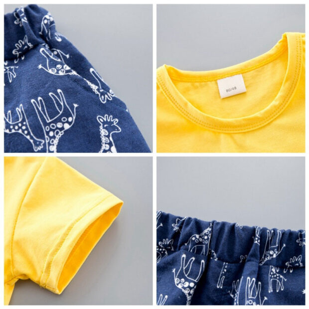 Giraffe Print T-Shirt with Legs & Matching Pattern Shorts Short Sleeve - Image 3