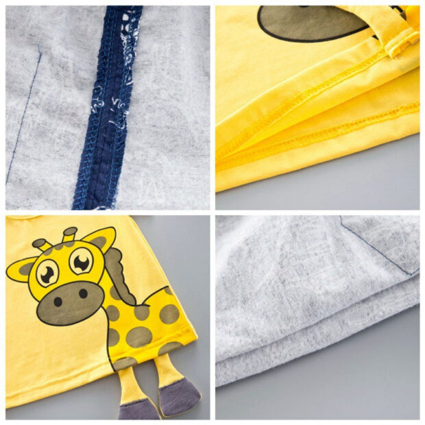 Giraffe Print T-Shirt with Legs & Matching Pattern Shorts Short Sleeve - Image 4