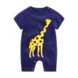 Giraffe Print Solid Color One-Piece Jumpsuit Sleepwear Long Sleeve