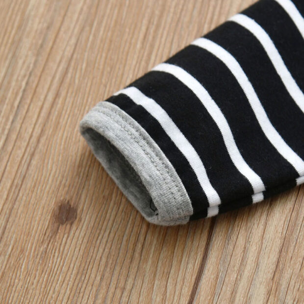 Baby Giraffe Print T-Shirt & Stripe Pants Long Sleeve with Beanie Hat - Image 6