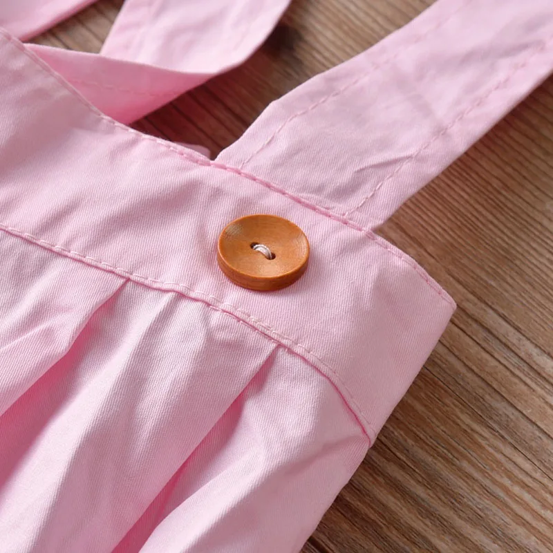Baby Girl Floral Button Shirt Short Sleeve, Suspender Shorts Ribbon Bow Knot 2 pcs Outfit - Image 8