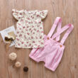 Baby Floral Button Shirt & Suspender Shorts