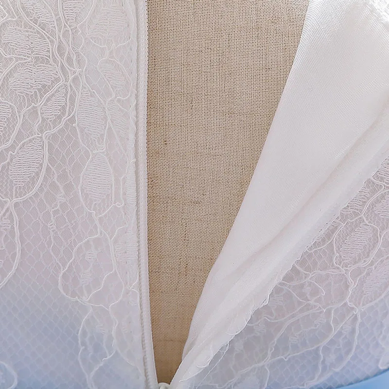 Princess Wedding Floral Ballgown Dress with Beaded Ribbon Bow Long Sleeve for Girls - Image 4