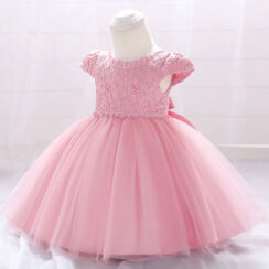 Princess Wedding Beaded Dress with Ruffles & Tulle Sleeveless for Girls