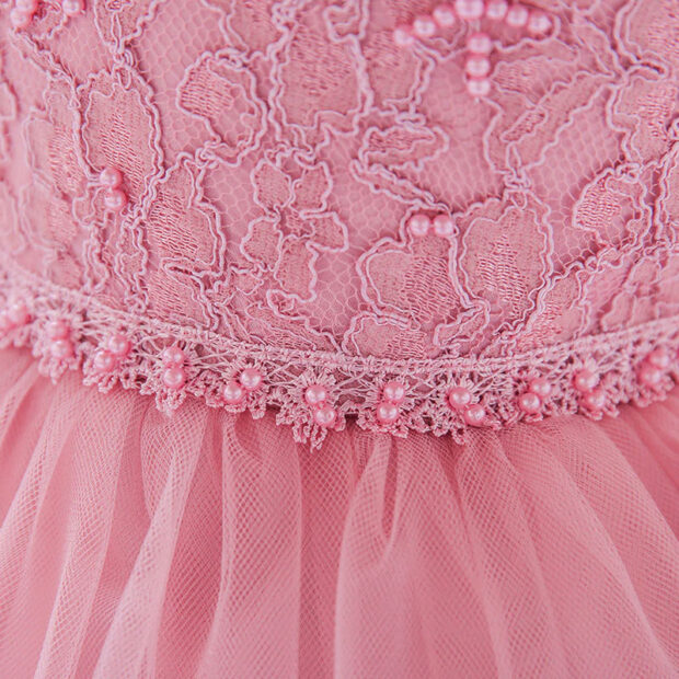 Princess Wedding Beaded Dress with Ruffles & Tulle Sleeveless for Girls - Image 4