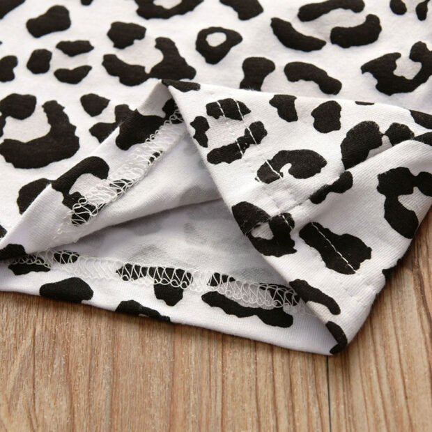Baby Girl White Leopard Skin Top Shirt, Pants, Ribbon Headband 3 pcs Outfit - Image 5