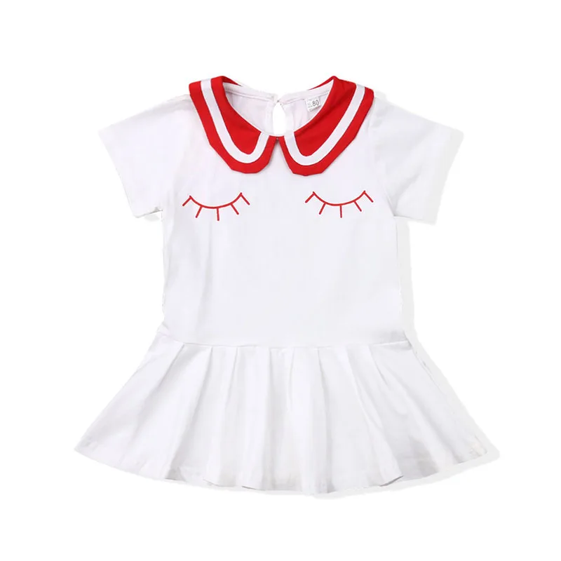 Baby Girl Wink Emoji Skater Dress Ruffled Sailor Collar