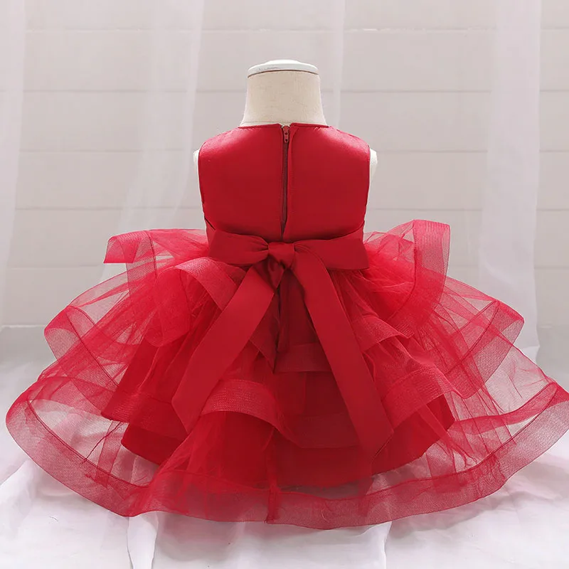 Princess Wedding Floral Sequins Dress with Layered Ruffled Tulle Sleeveless for Girls - Image 2