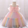 Princess Wedding Crochet Bodice Ballgown Dress with Colorful Tulle Sleeveless for Girls