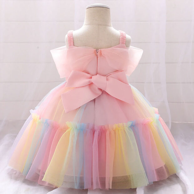 Princess Wedding Crochet Bodice Ballgown Dress with Colorful Tulle Sleeveless for Girls - Image 2