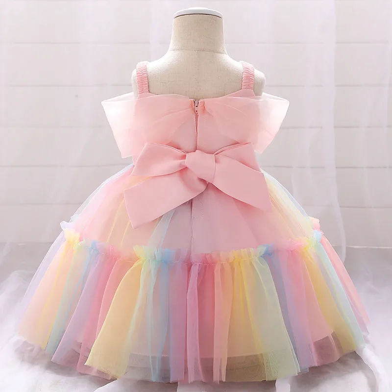 Princess Wedding Crochet Bodice Ballgown Dress with Colorful Tulle Sleeveless for Girls - Image 2