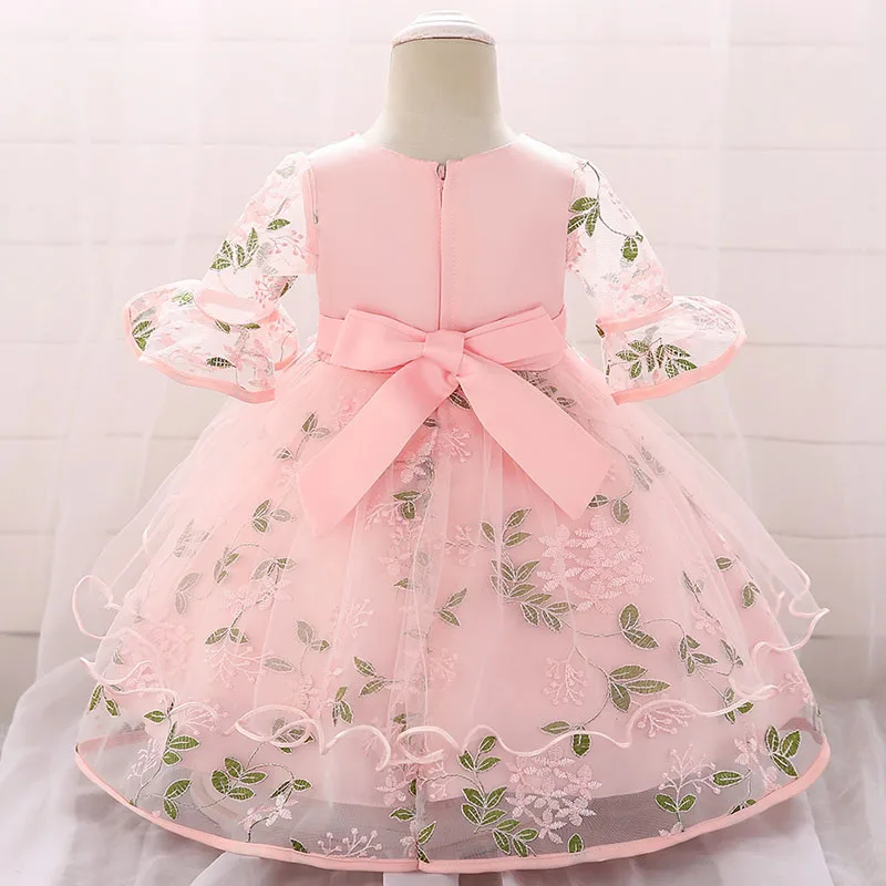 Princess Wedding Floral Applique Ballgown Dress with Beading & Tulle Half Sleeve for Girls - Image 2