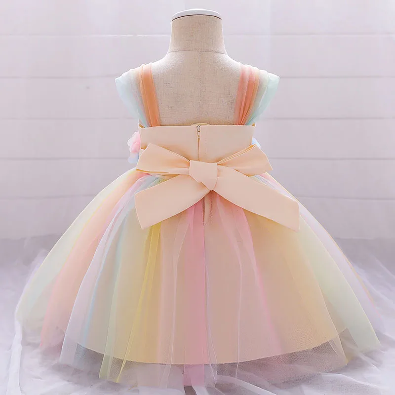 Princess Wedding Floral Bridal Ballgown Dress with Tulle & Ribbon Sleeveless for Girls - Image 2