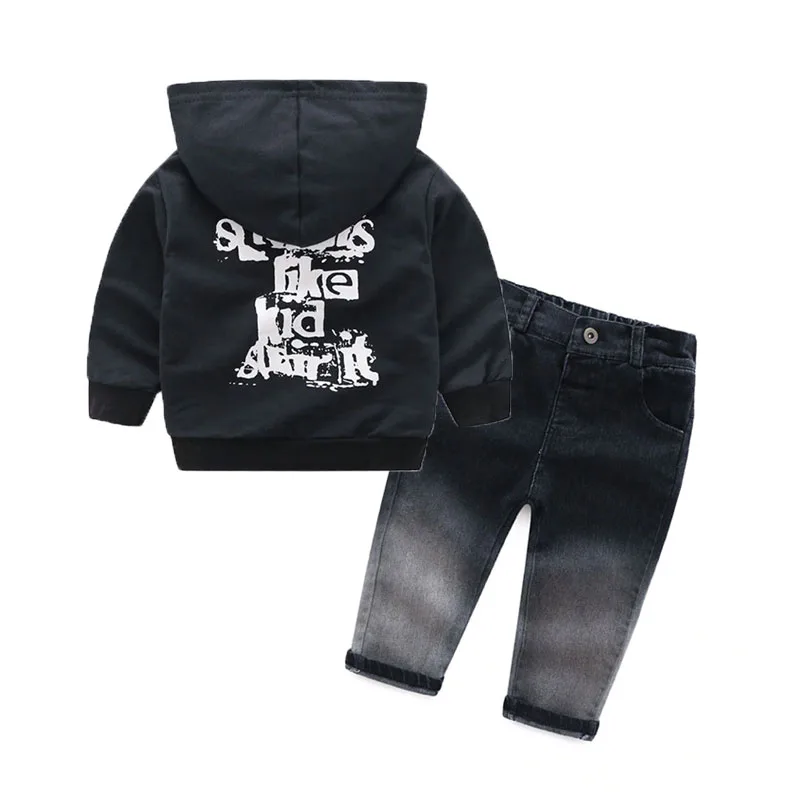 Baby Boy Graffiti Print Hoodie & Fade Out Wash Jeans Long Sleeve 2 pcs Set