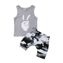 Baby Peace Sign Tank Top & Camouflage Shorts