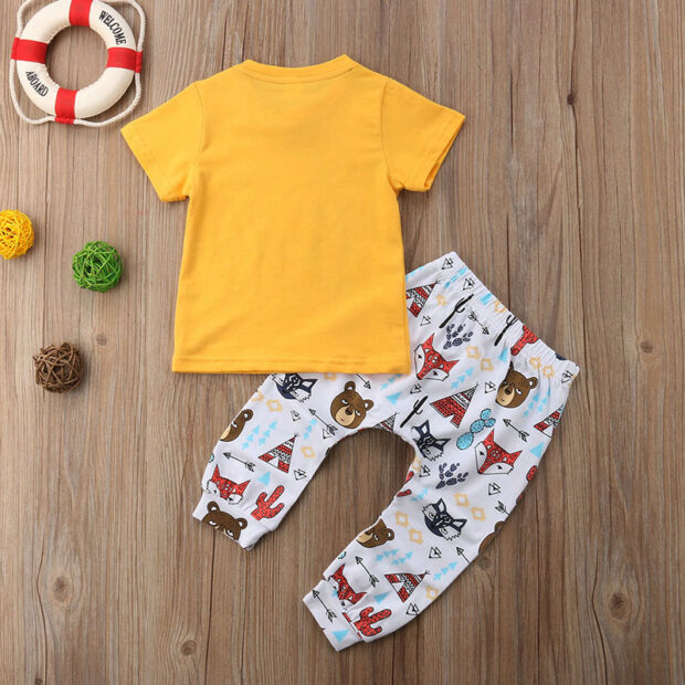 Happy Camper Print Shirt & Animal Variable Pattern Pants Long Sleeve - Image 2