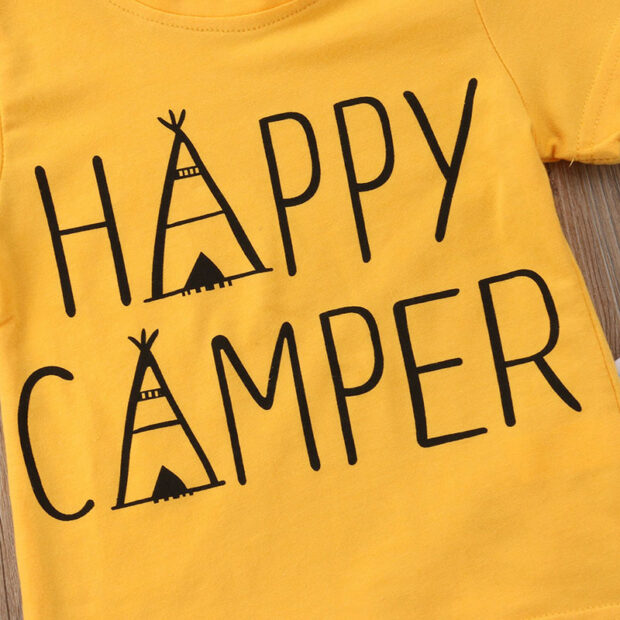 Baby Happy Camper Print Shirt & Matching Pants Outfit