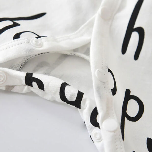 Baby Happy Letter Print Footie Pajamas Romper