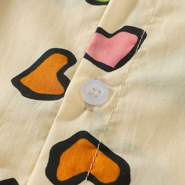 Baby Hearts Pattern Button Shirt Long Sleeve, Elastic Pants 2 pcs Outfit - Image 5