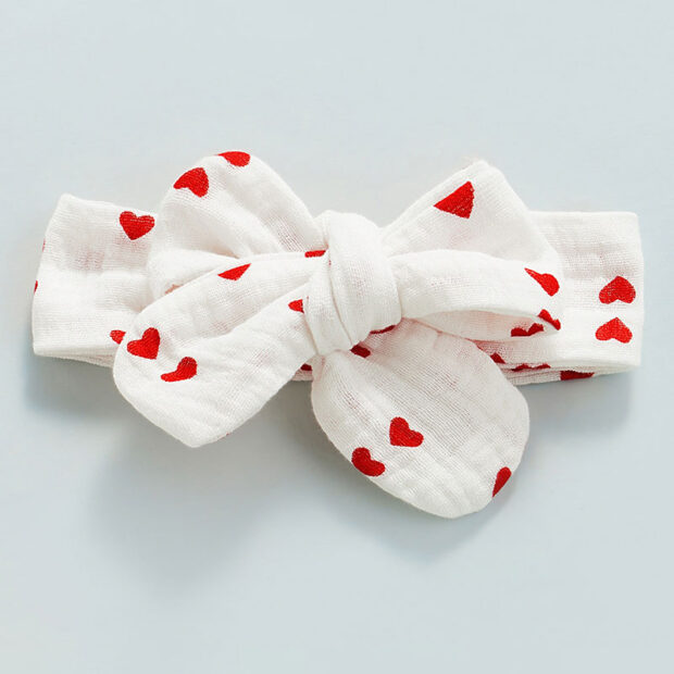 Sleeveless Hearts Pattern Off Shoulder Romper with Ribbon Headband - Image 4