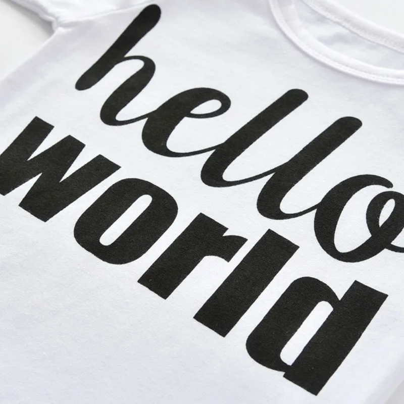 Hello World Print Shirt Harem Pants with Beanie Hat - Image 3