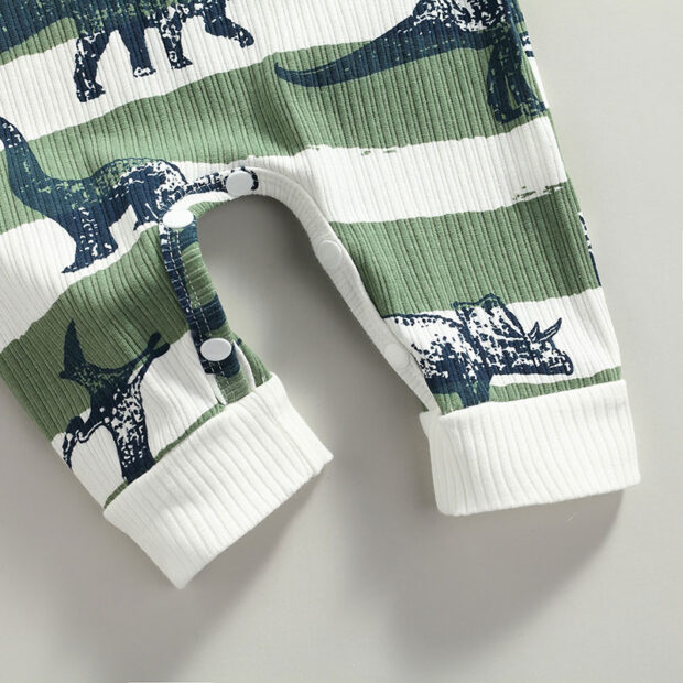 Henley Dinosaur Drawing Print Romper Long Sleeve - Image 4