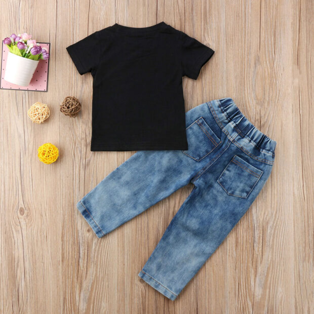 Hip Hop Print Shirt & Ripped Denim Jeans Long Sleeve - Image 2