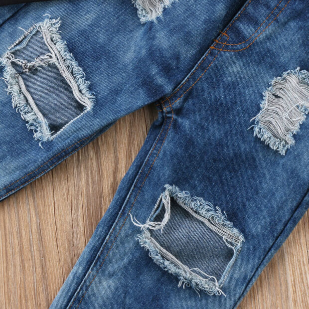 Hip Hop Print Shirt & Ripped Denim Jeans Long Sleeve - Image 6