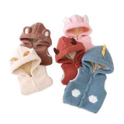 Cartoon Animal Ears Hooded Fleece Vest Jacket Sleeveless