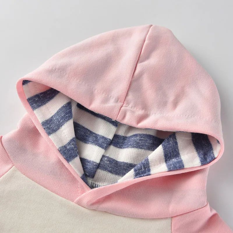 Long Sleeves Hoodie Striped Trousers with Ribbon Headband - Image 2