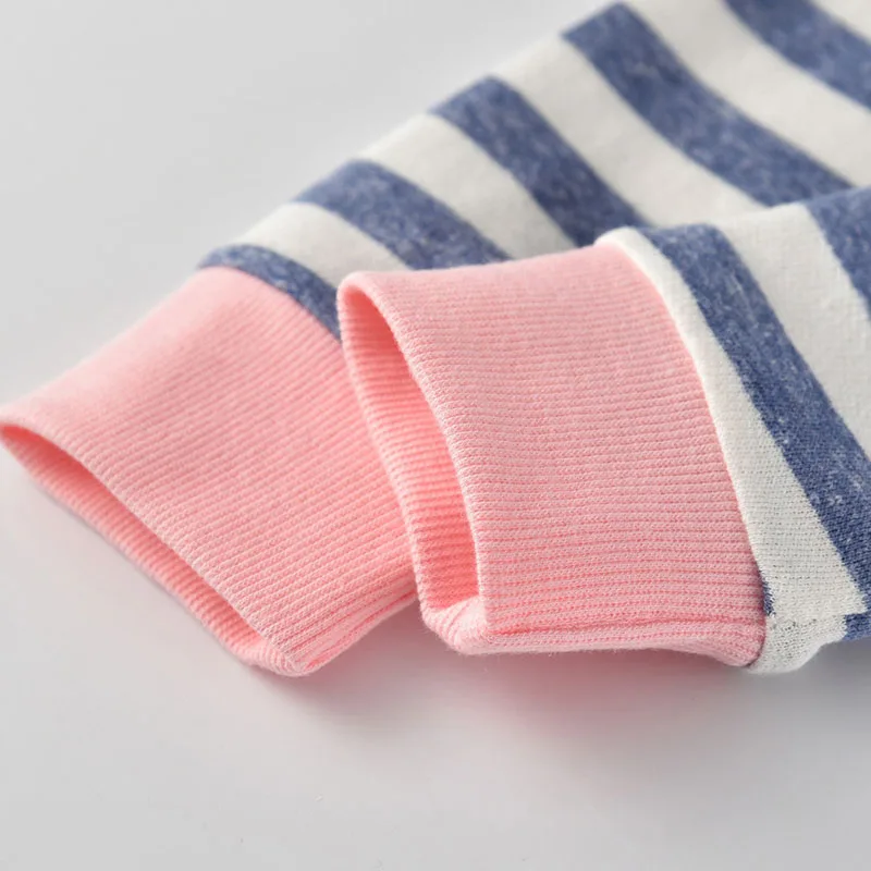 Long Sleeves Hoodie Striped Trousers with Ribbon Headband - Image 4