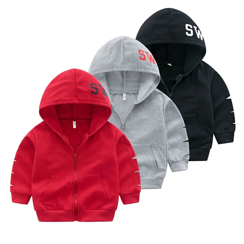 Baby Hoodie Zipper Jacket Outerwear Ripped Long Sleeve