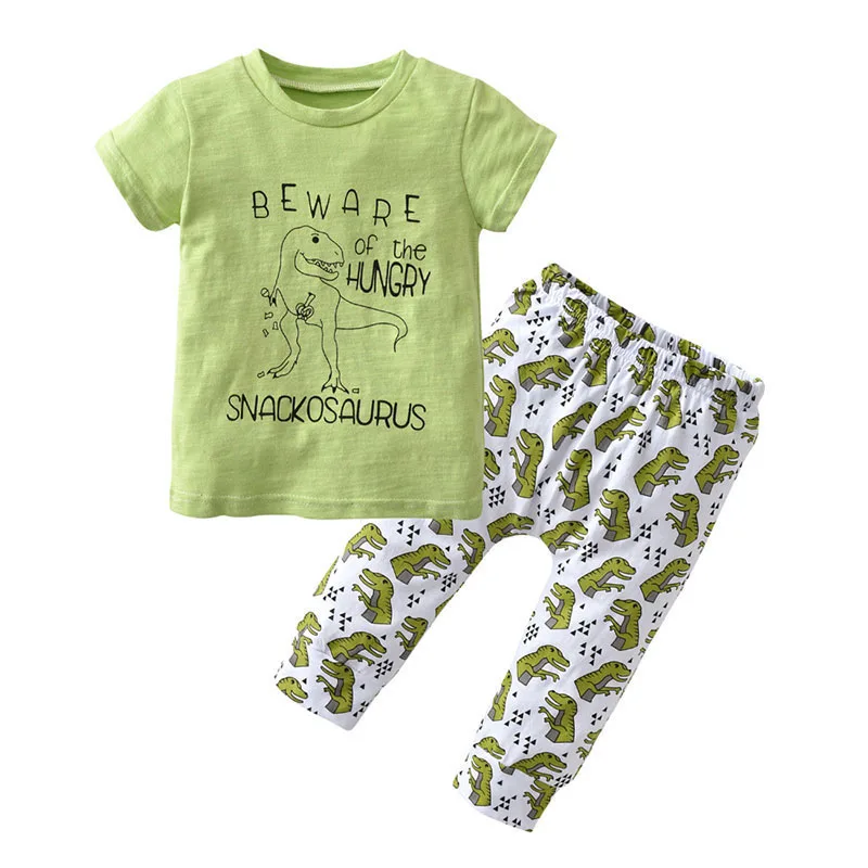 Baby Snackosaurus Dinosaur Shirt, Elastic Pants Sleepwear for Boys & Girls