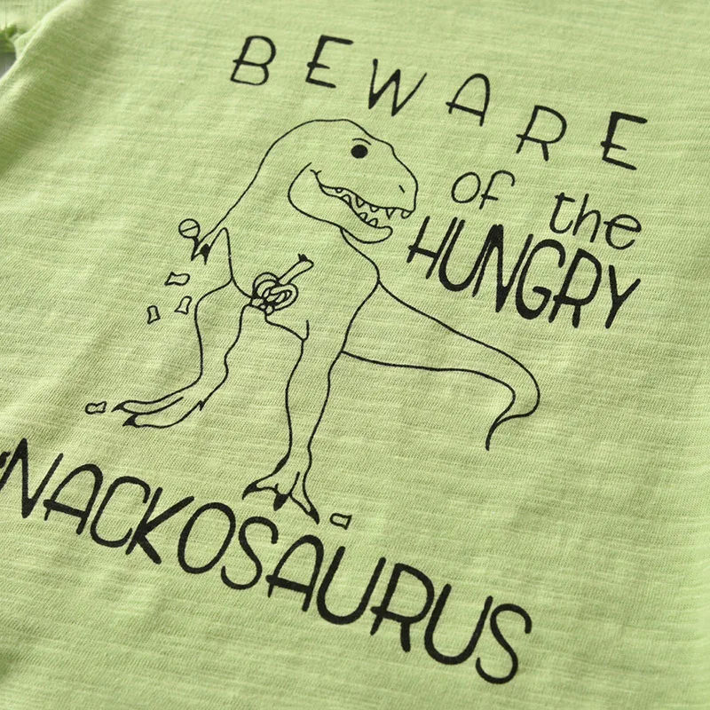 Baby Snackosaurus Dinosaur Shirt, Elastic Pants Sleepwear for Boys & Girls - Image 3