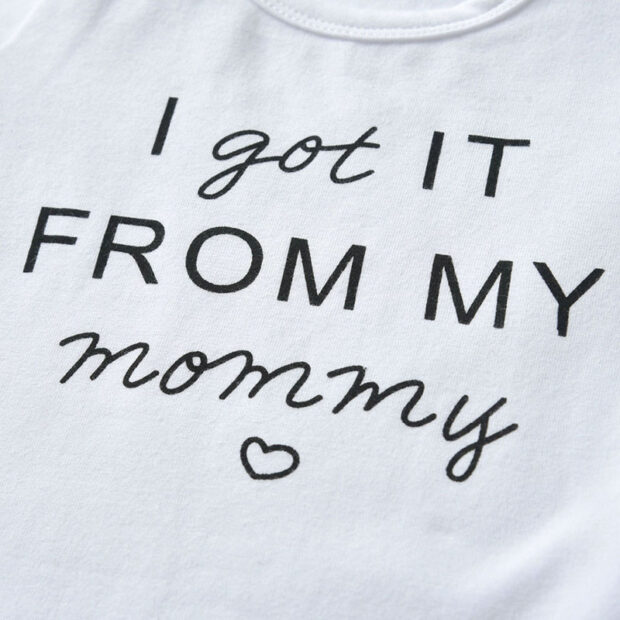 Baby I got It From My Mommy Quote Shirt, Leopard Pants Long Sleeve with Headband - Image 3