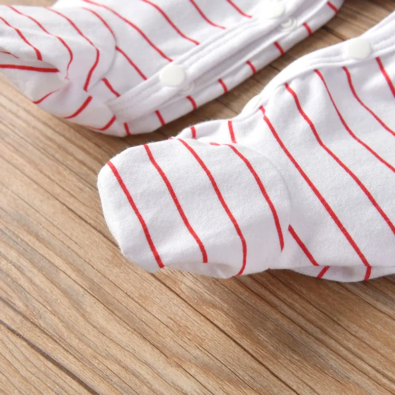 I Love Daddy Letter Print Footed Jumpsuit Stripe Sleepwear Long Sleeve - Image 6