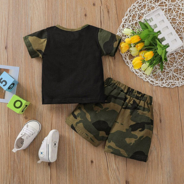 I Love Papa Mama Shirt & Camouflage Print Pants Short Sleeve - Image 2