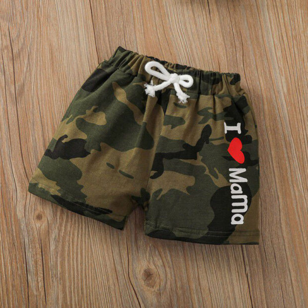 I Love Papa Mama Shirt & Camouflage Print Pants Short Sleeve - Image 5