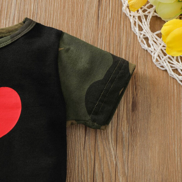 I Love Papa Mama Shirt & Camouflage Print Pants Short Sleeve - Image 4